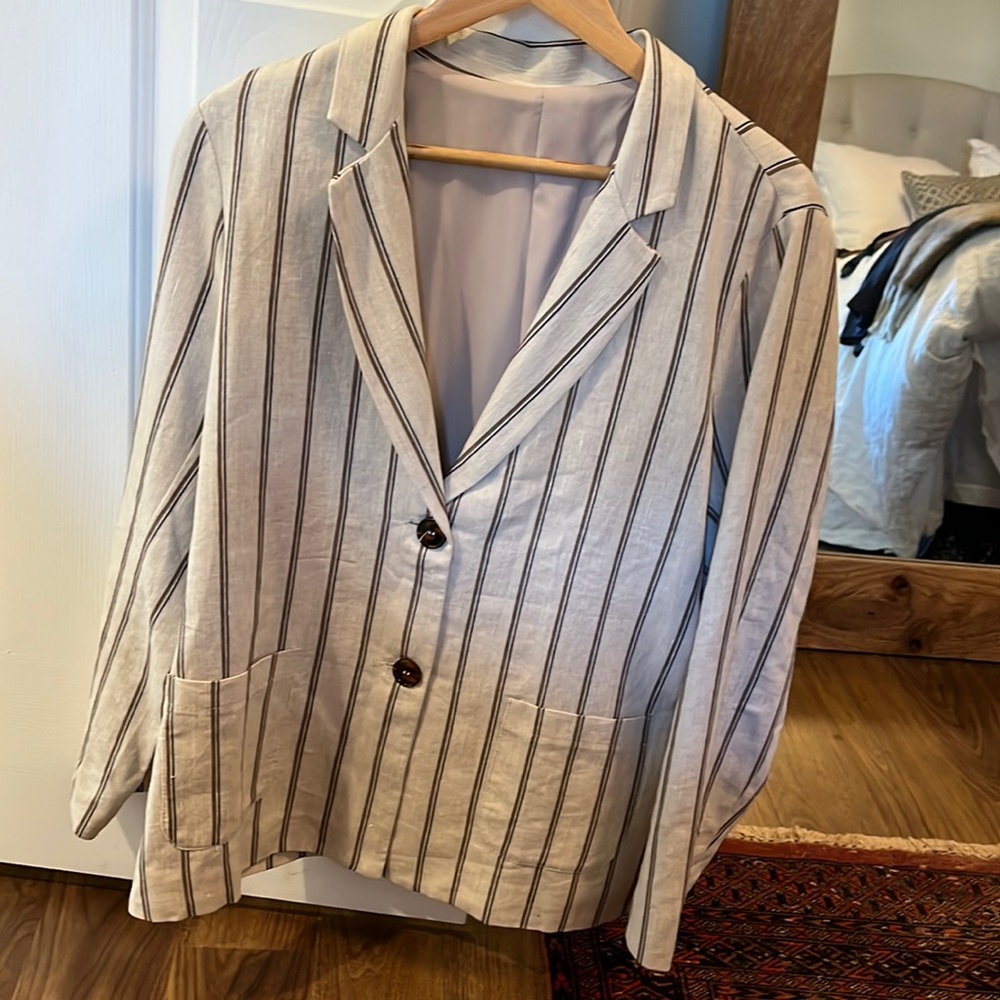 Vintage Italian Linen Pinstripe Blazer
